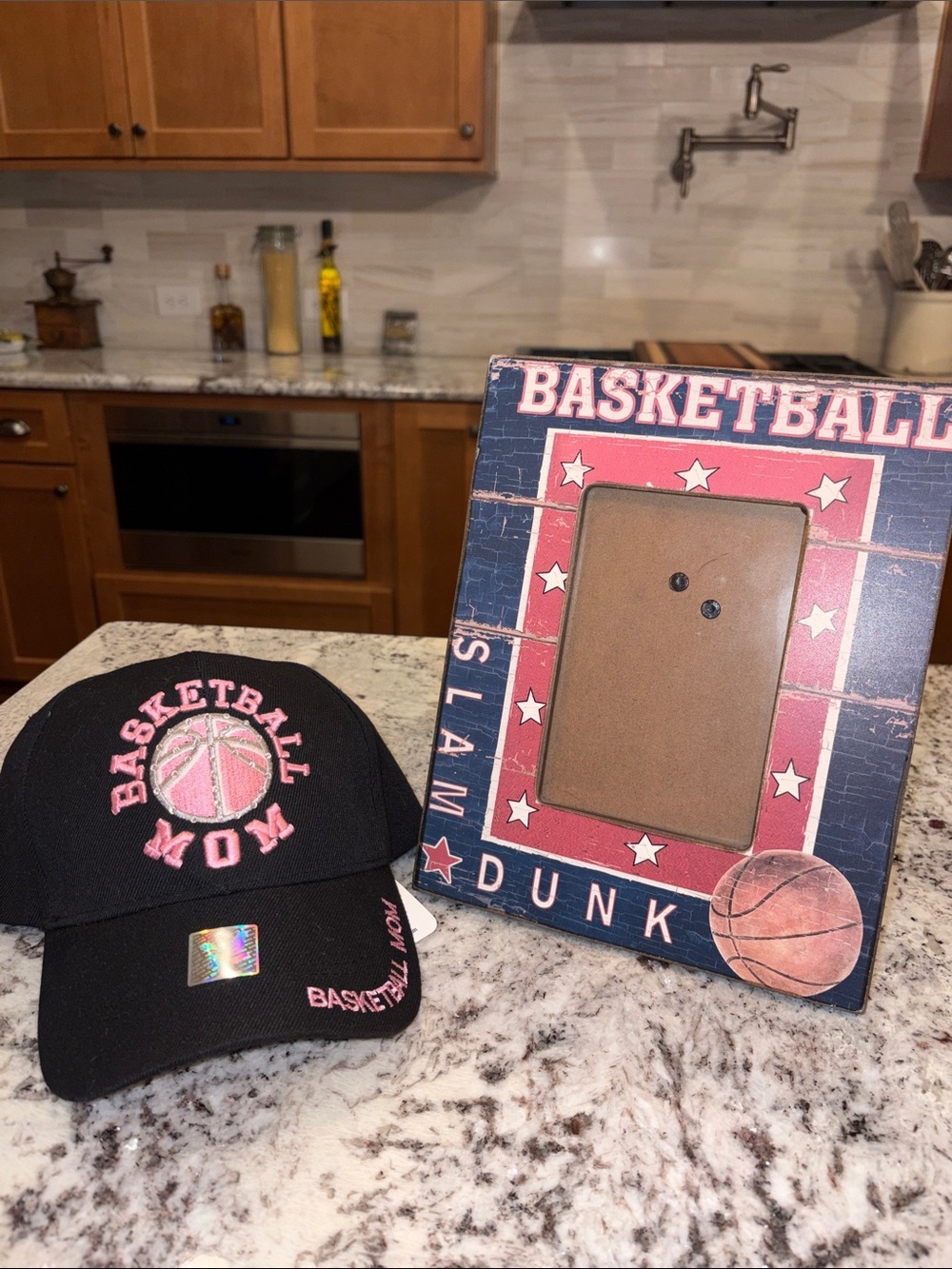 Basketball mom hat, cap & FREE basketball slam dunk picture frame sport mom New